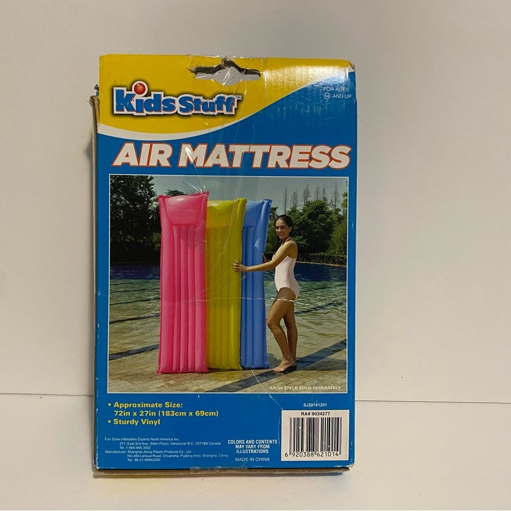 Kids Stuff  Vintage Pool Air Mattress Blue 72X27” STURDY VINYL NEW Old Stock - Picture 3 of 7
